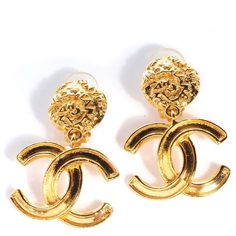 chanel gold pendant earrings|authentic chanel earrings.